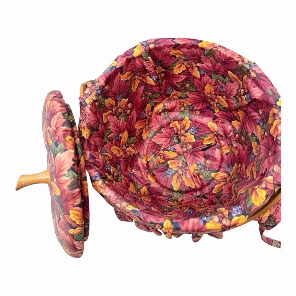 Longaberger Hostess Large Pumpkin Basket W/ Fall Foliage Fabric Liner & Lid